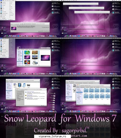 snow leopard for windows 7.
now in normal, basic & glass build for (x86) 32 bit & (x64) 64bit